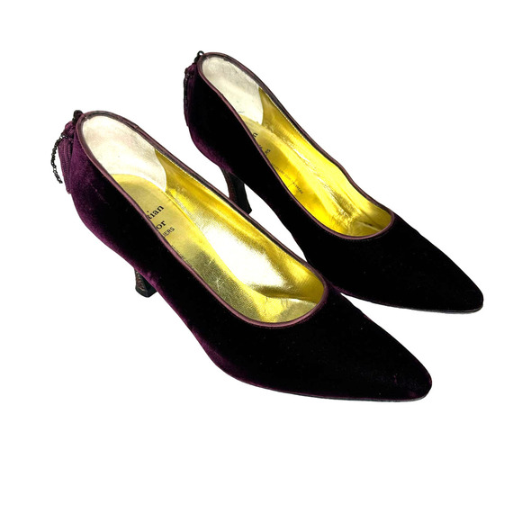 Vintage Christian Dior Souliers Velour Heels - Picture 1 of 13